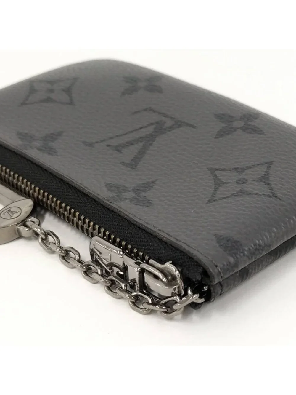 Louis Vuitton Pochette Cles Coin Case Key Keyring with Monogram Eclipse Reverse